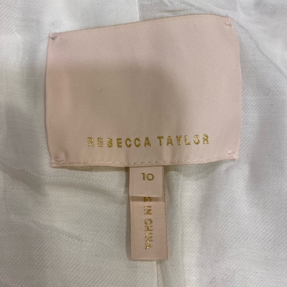 Rebecca Taylor Tweed Jacket Size 10 Black Cream Metallic - Picture 10 of 15
